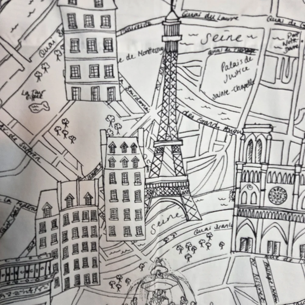 Nicole Miller Home Paris Eiffel Tower Rod Pocket Curtain Panel Black White